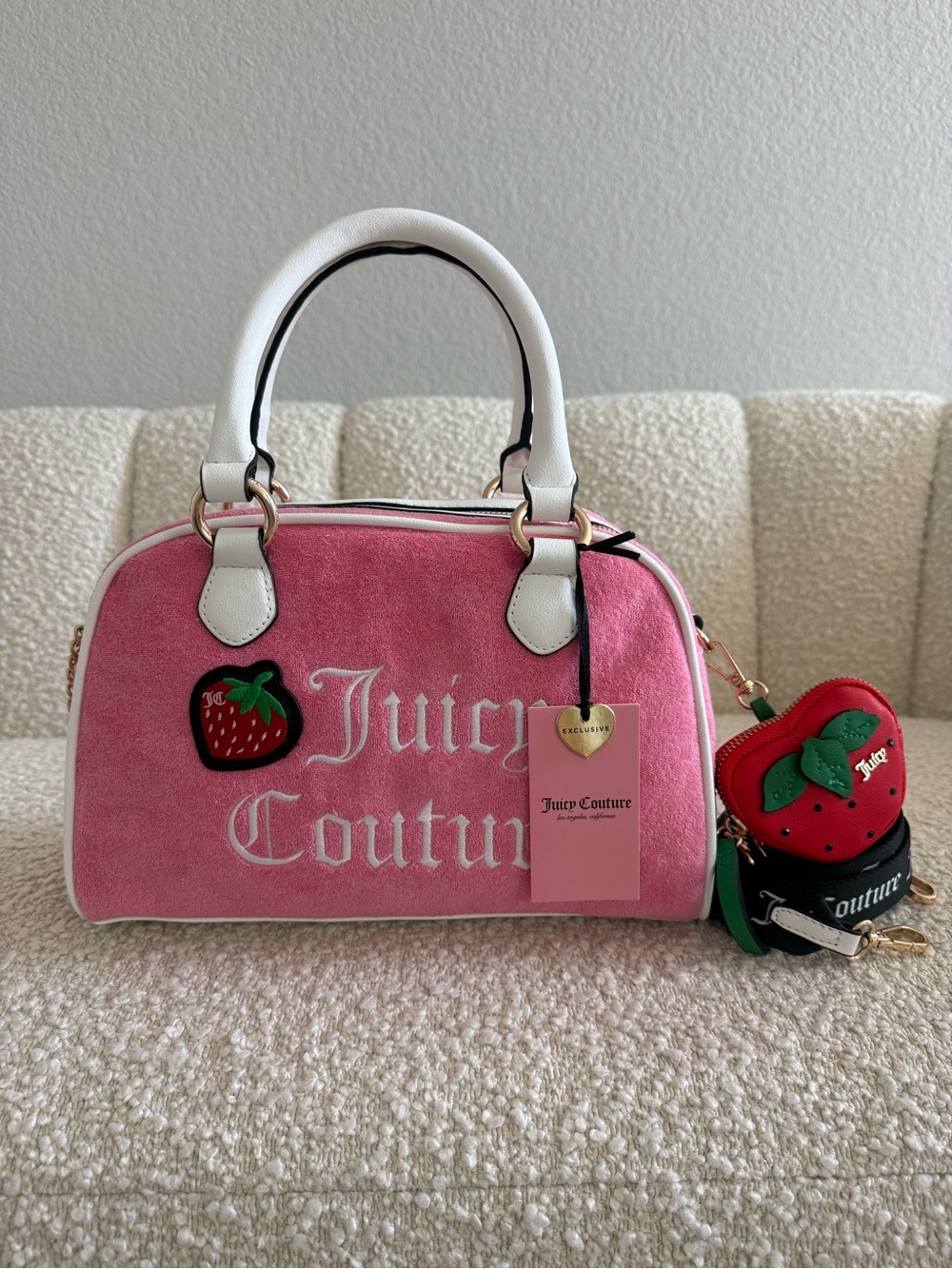 Juicy Couture Pink Velour Strawberry Bag 🍓
